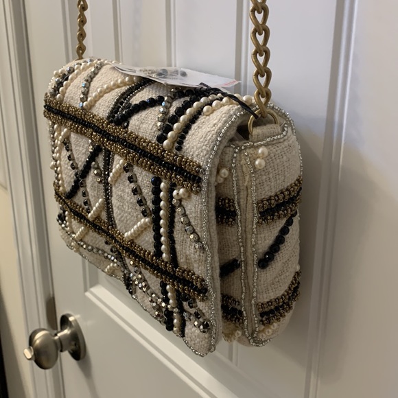 Zara Beaded Off-White Crossbody Bag - Picture 5 of 14